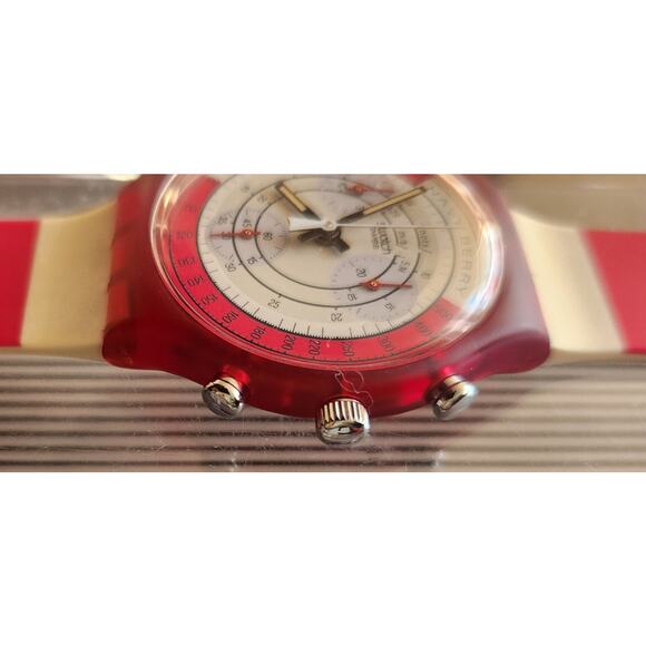 Swatch watch NAVY BERRY SCR100 1991 Chrono New Old stock - Picture 6 of 11